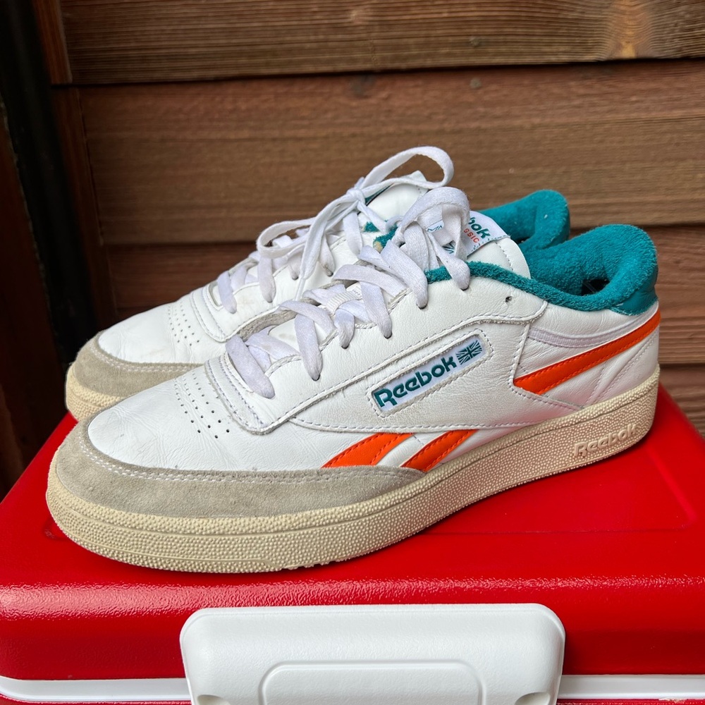 Reebok Vintage Style Club C Revenge Sneaker In Orange And Teal GX0385 | Size 11